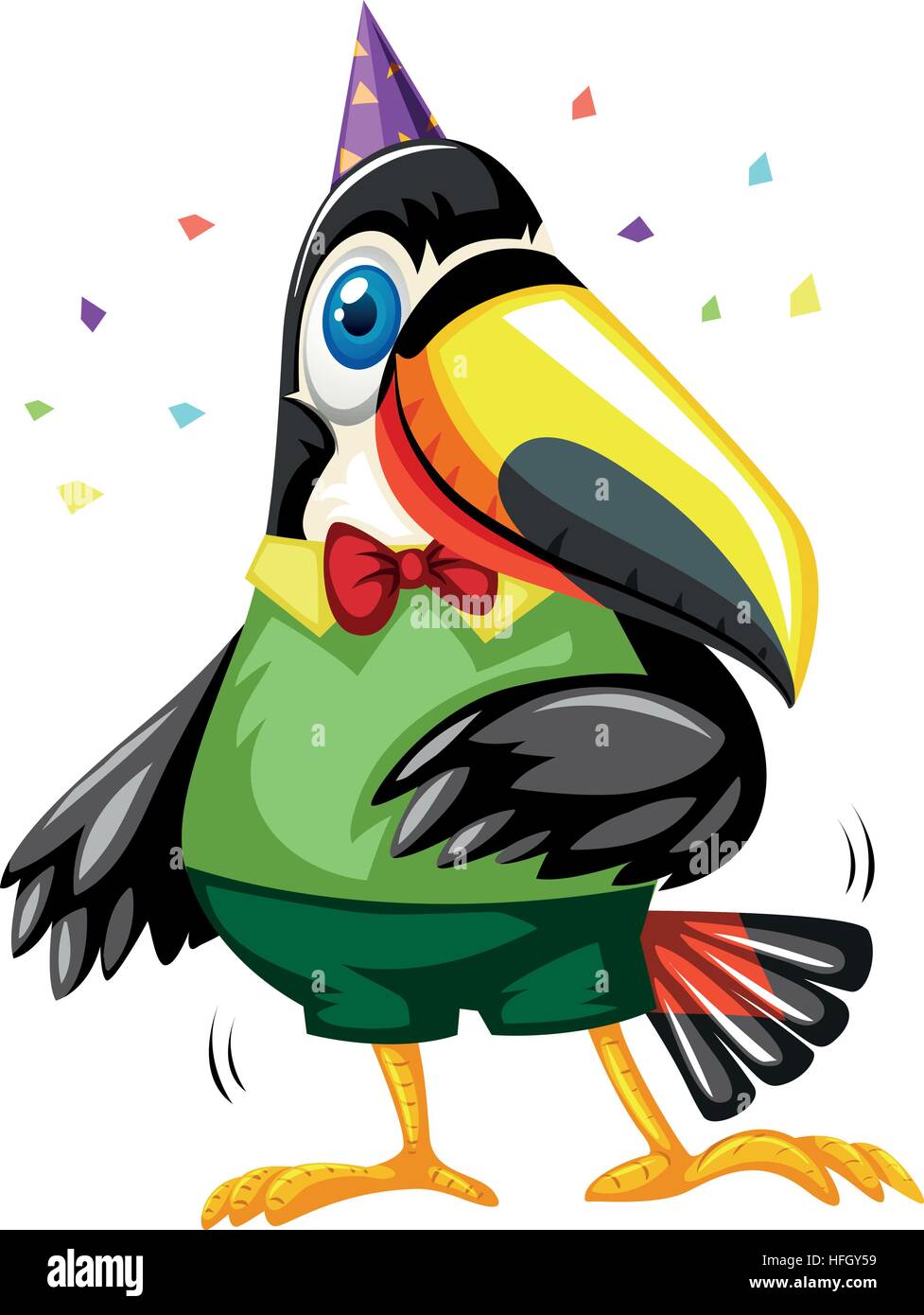 Toucan bird wearing party hat illustration Stock Vector