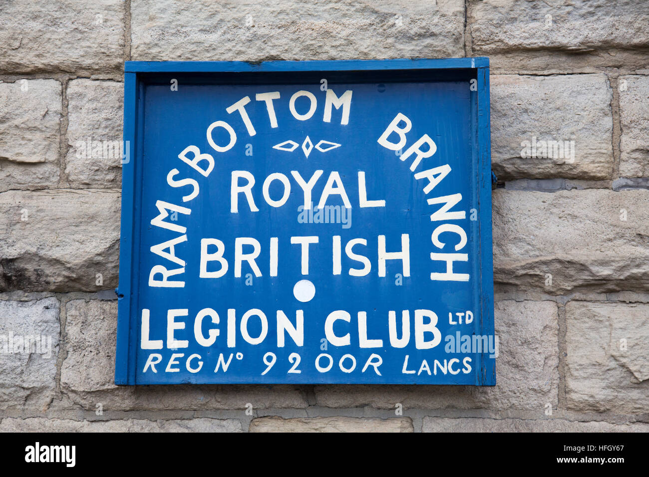Sign for the Ramsbottom branch of the Royal British Legion, village of Ramsbottom in Lancashire,England Stock Photo
