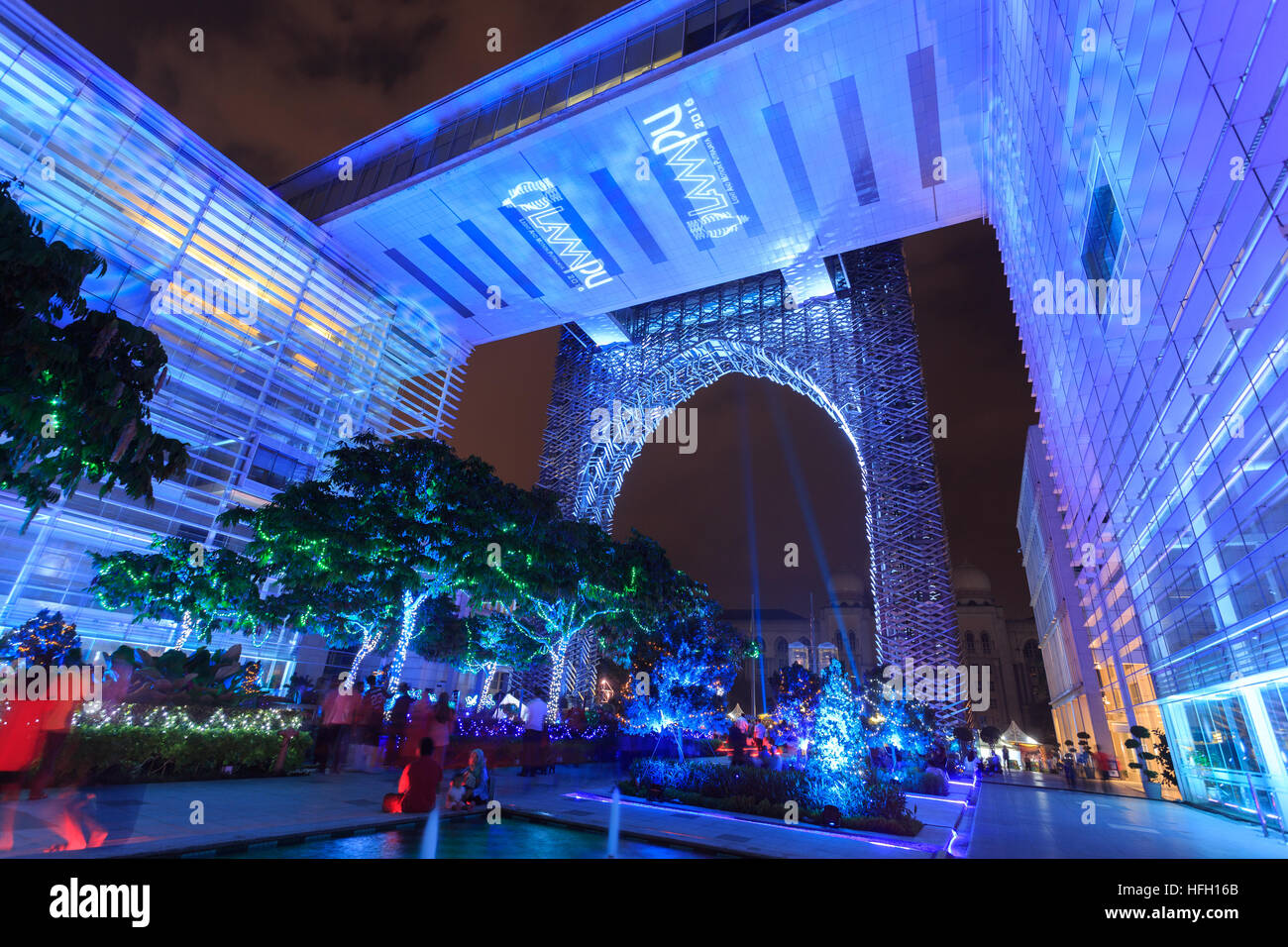 Putrajaya, Malaysia, Friday, 30 December 2016. Festival Light and Motion Putrajaya 2016 (LAMPU). A colorful light projection at Putrajaya Malaysia. Sharkawi Che Din/Alamy Live News Stock Photo