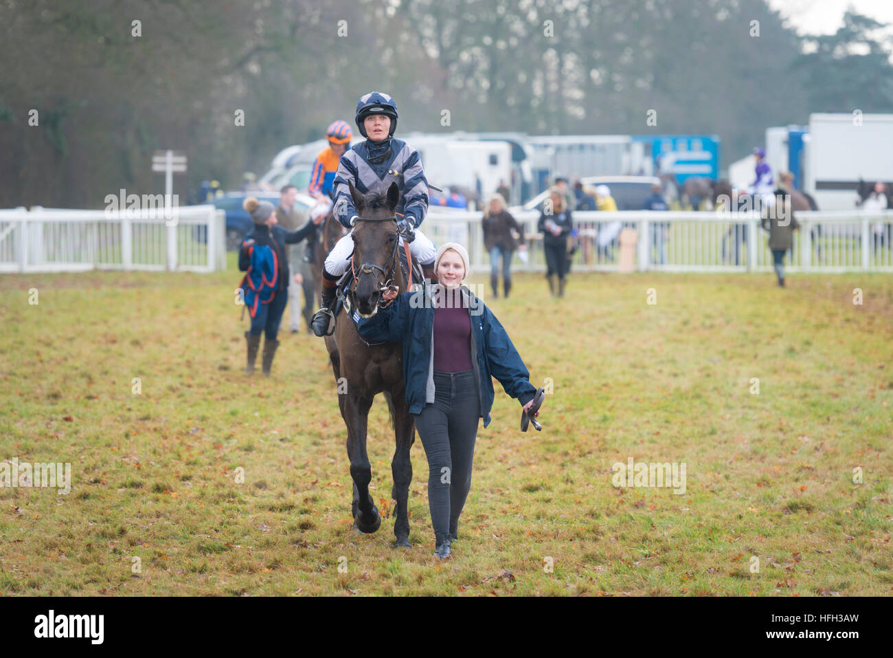 Cottenham Cambridgeshire, UK. 31st Dec, 2016. Victoria Pendleton rides Vesperal Dream in the Countryside Alliance Club Members Race for Novice Riders coming second at the Cambridgeshire Harriers Hunt Club Point-to-Point race meeting. There were seven races at the New Year's Eve meeting. Credit Julian Eales/Alamy Live New Stock Photo