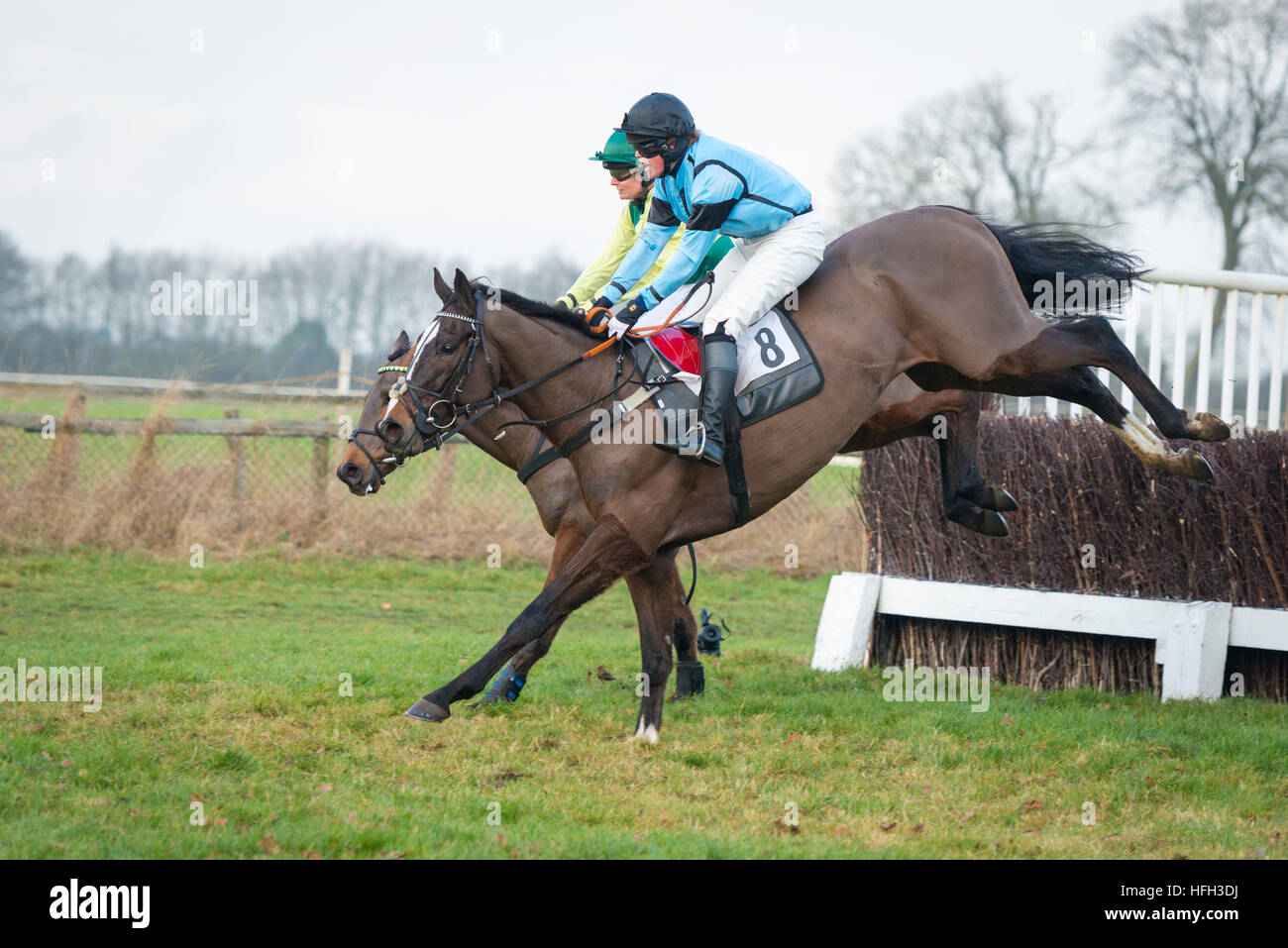 Cottenham Cambridgeshire UK 31st December 2016. Riders compete at the Cambridgeshire Harriers Hunt Club Point-to-Point race meeting. There were seven races at the New Year’s Eve horse racing meeting. Credit Julian Eales/Alamy Live News Stock Photo
