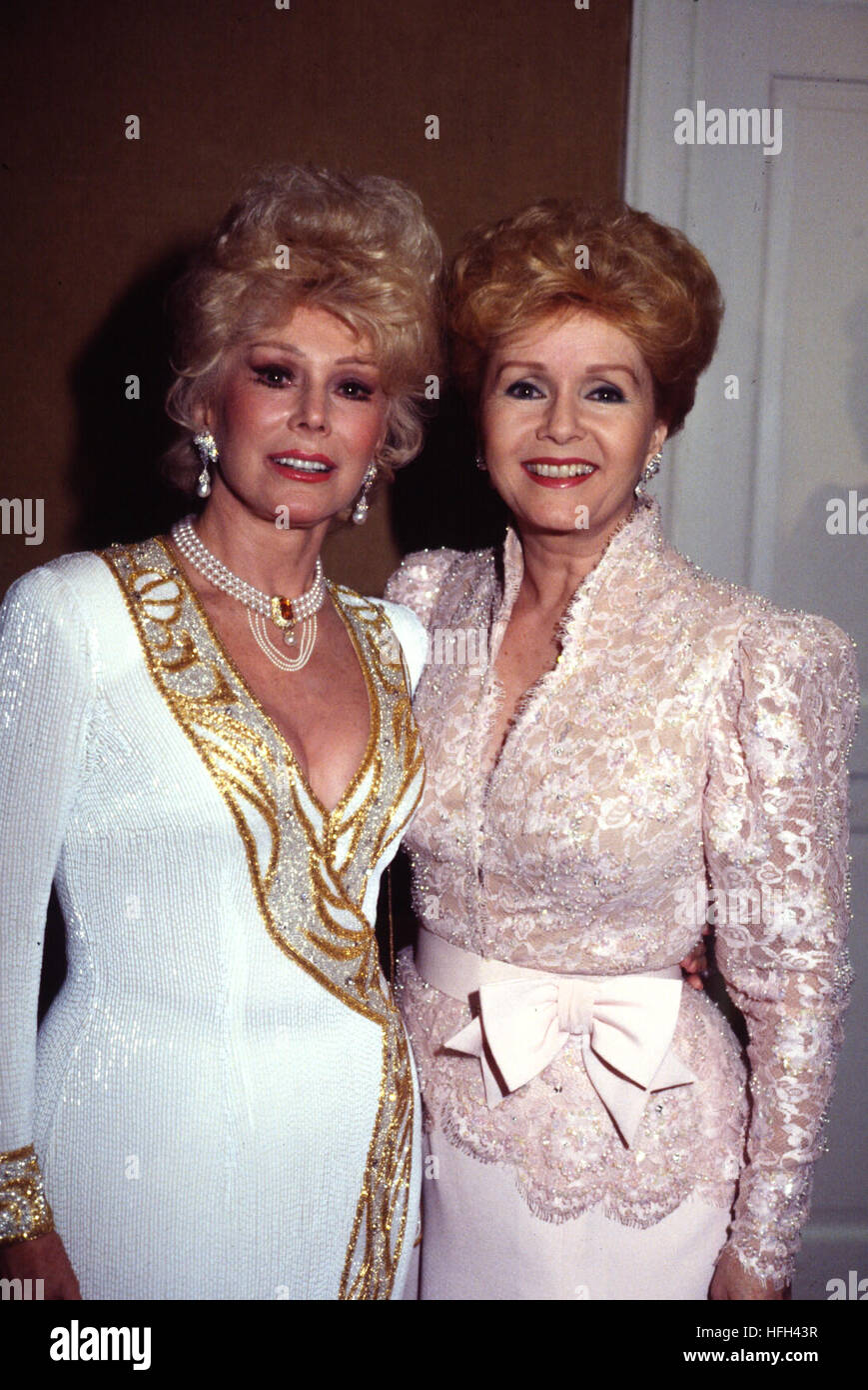 Pittsburgh, Pennsylvania, USA. June 13, 1988.  Eva Gabor and Debbie Reynolds at the Civic Light Opera 'Together Again' Gala, Pittsburgh, Pennsylvania, USA.  Gabor and Reynolds were among the celebrities attending a special preview performance of the Civic Light Opera's season opener, 'Together Again,' starring Donald O'Connor and Debbie Reynolds. Credit: Amy Cicconi/Alamy Live News Stock Photo