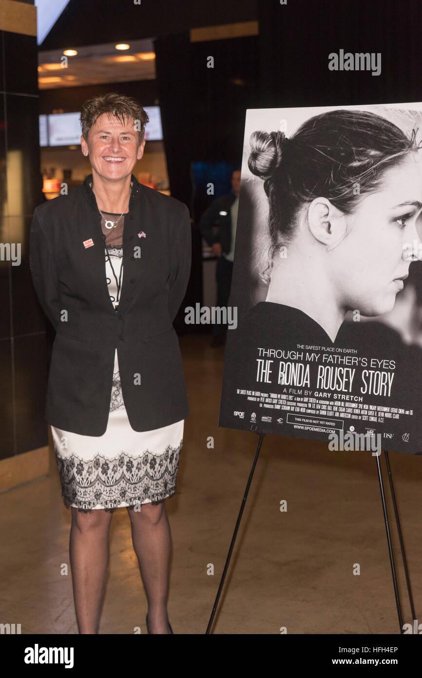 Bernie Greene British Consulate attends at The Ronda Rousey Story film premiere  December 30, 2016 in Chinese Mann Theater, Hollywood, California. Stock Photo