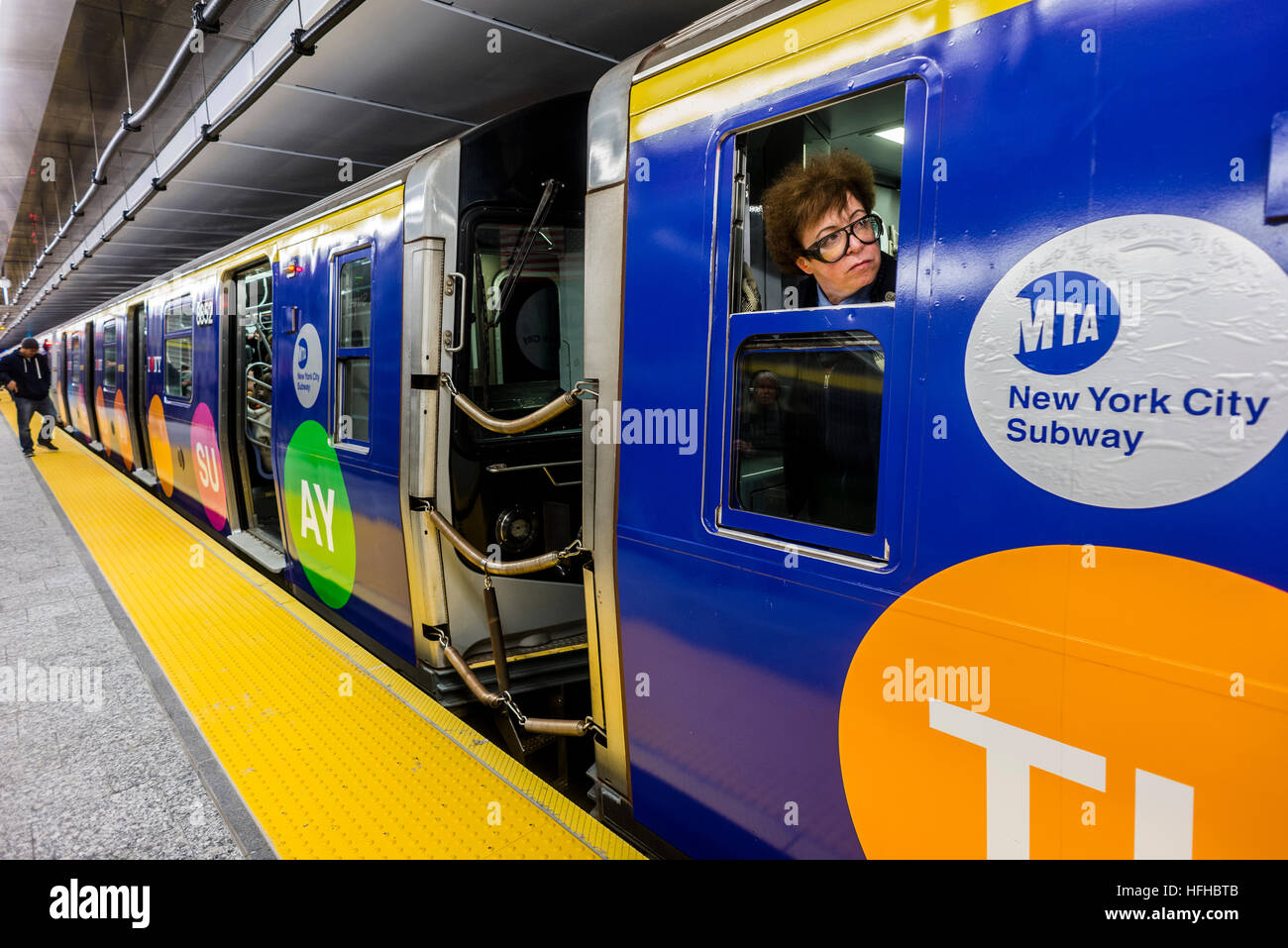 New York, USA 1 January 2017 - After nearly a century the Second Avenue Subway finally opened to the public on New Years Day. Three new stations, at 72nd, 86th and 96th streets, plus an extension at East 63rd were added to the BMT and cost 4.4 billion dollars. The new state of the art subway line runs along BMT lines to Brighton Beach, Brooklyn. ©Stacy Walsh Rosenstock Stock Photo
