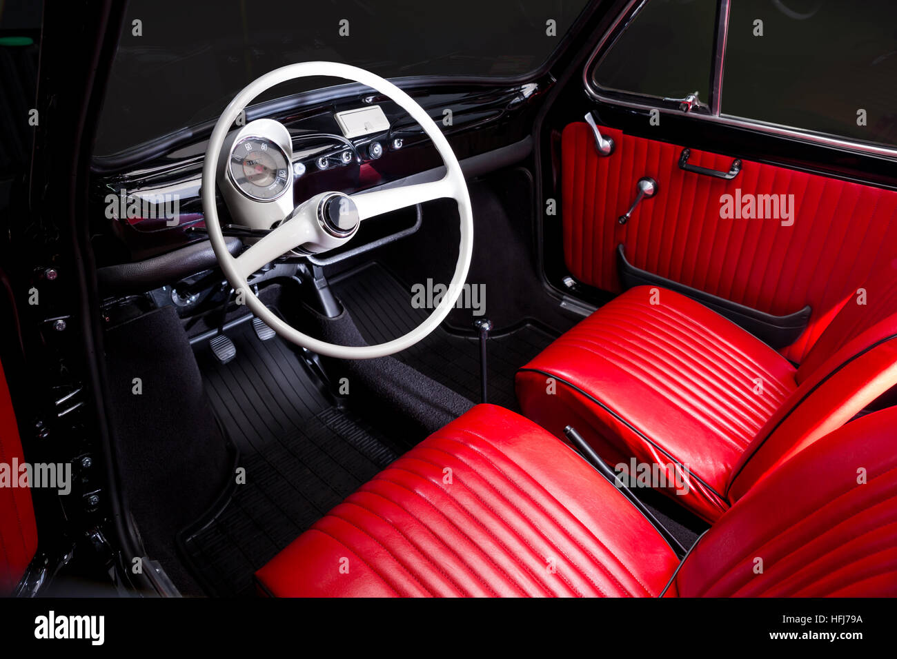 Red leather interior of car hi-res stock photography and images - Alamy