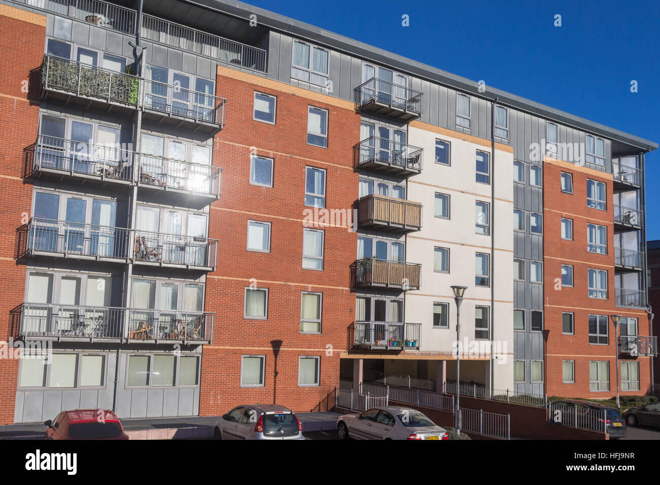 New development of housing apartments or flats, Birmingham, near the