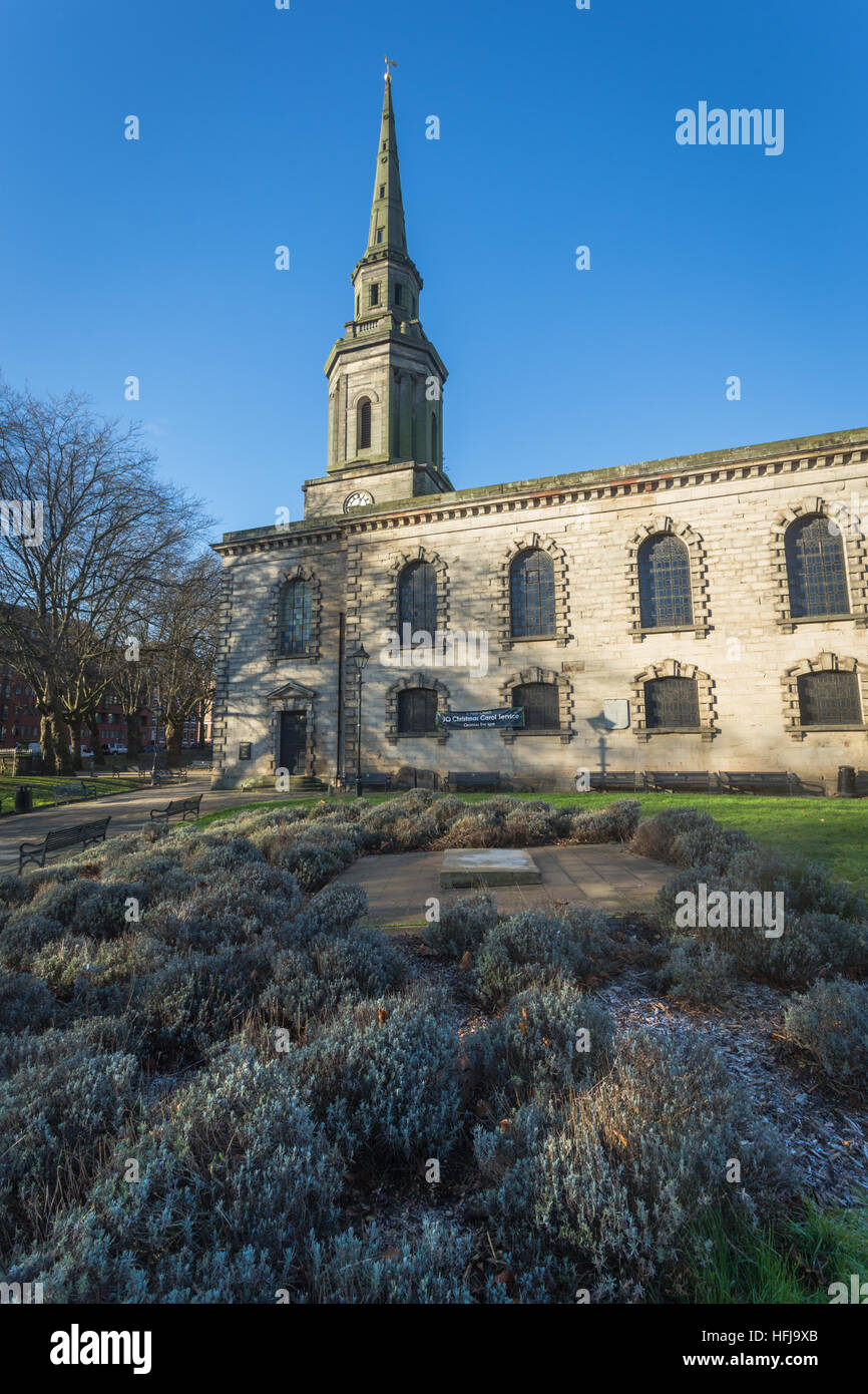 St Paul's church, St Paul's Square, Birmingham city centre, UK, in winter Stock Photo