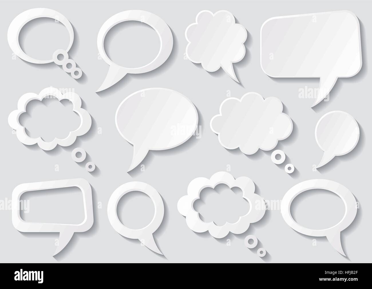 Set of vector white speech bubbles with shadows Stock Vector Image ...