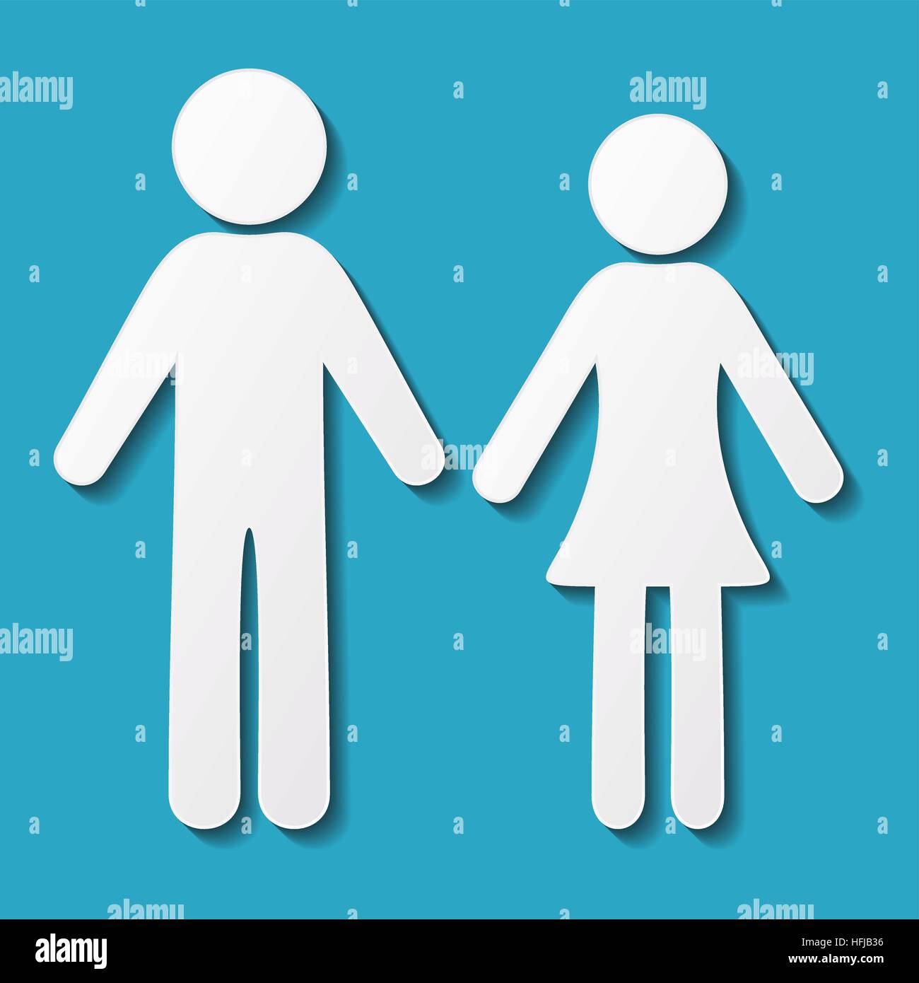 White vector man and woman icons with shadows Stock Vector Image & Art ...