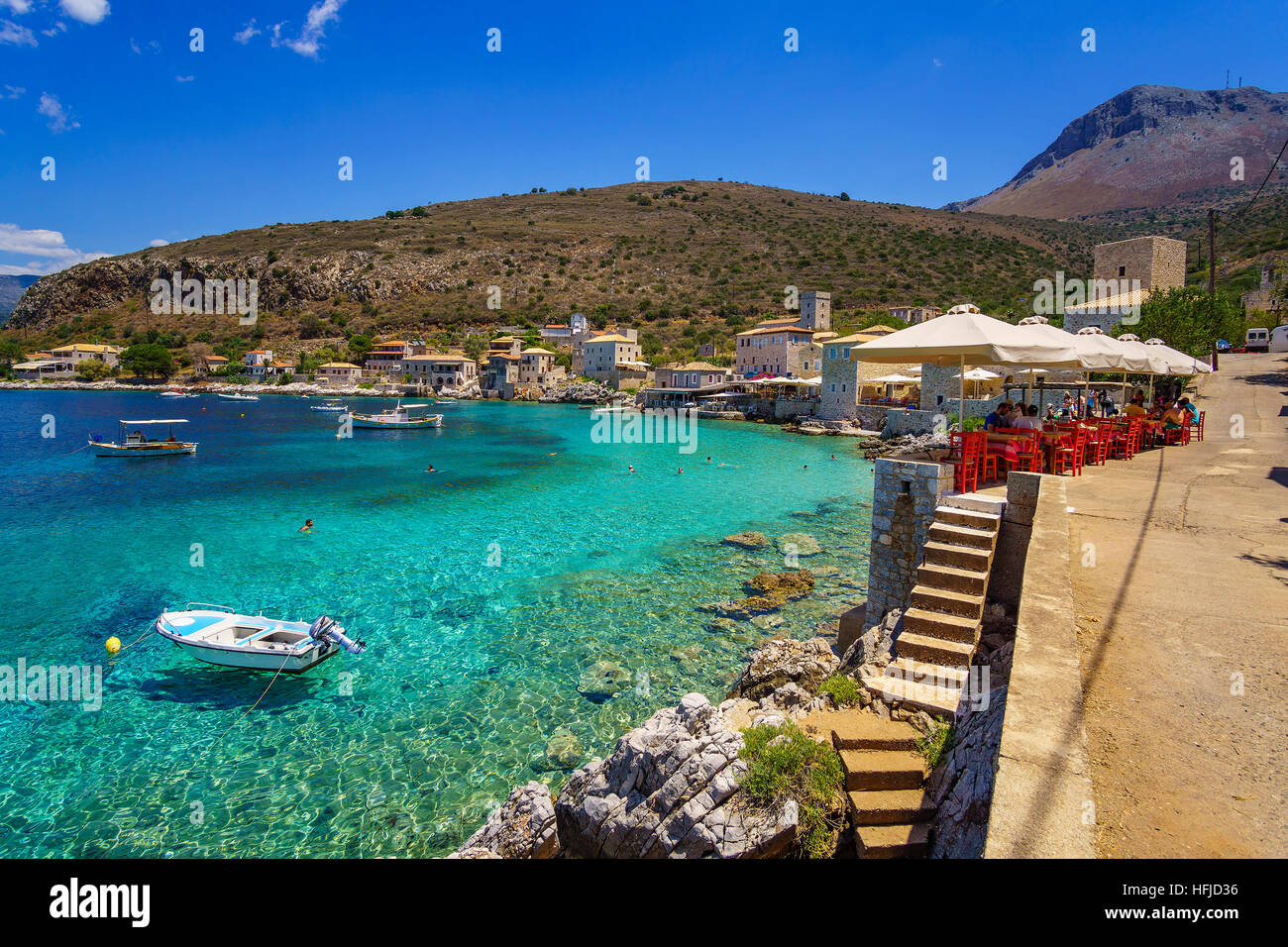 Wonderful sea view of Limeni coastal village in Mani Laconia Greece