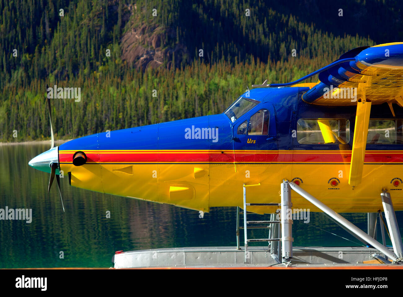 Turbine Otter floatplane at the dock at the Northern Rockies Lodge on ...