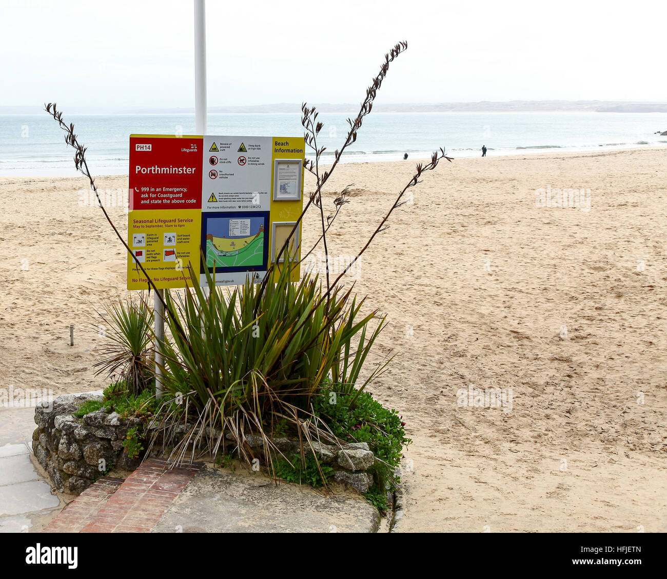 A sign at Porthminster Beach at spring at St Ives Cornwall South West England UK GB Stock Photo