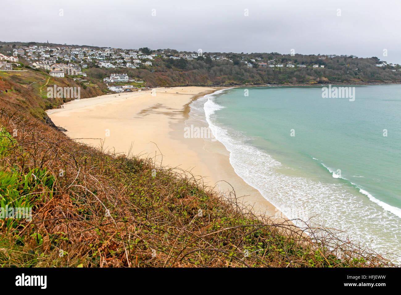 Carbis Bay beach or Barrepta Cove near the mouth of the Hayle Estuary harbour town of St Ives, Cornwall South West England UK GB Stock Photo