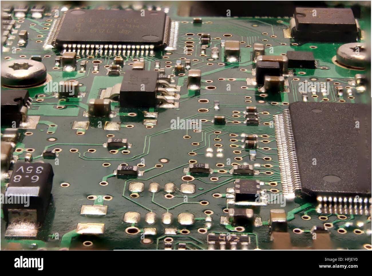 Electronic printed circuit board with computer chips hi-res stock ...