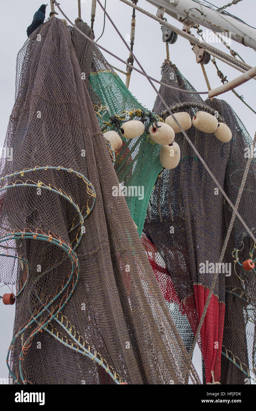 Fishing Supplies Hang on Boat Waiting to be Used Stock Photo