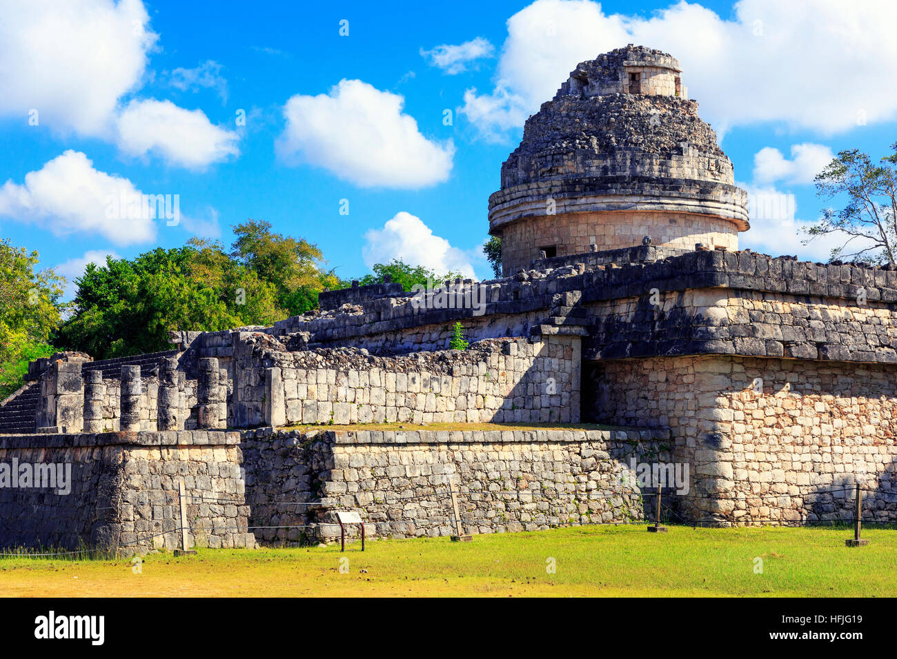 The Observatory, Chichen Itza, Yucatan Provence, Mexico Stock Photo