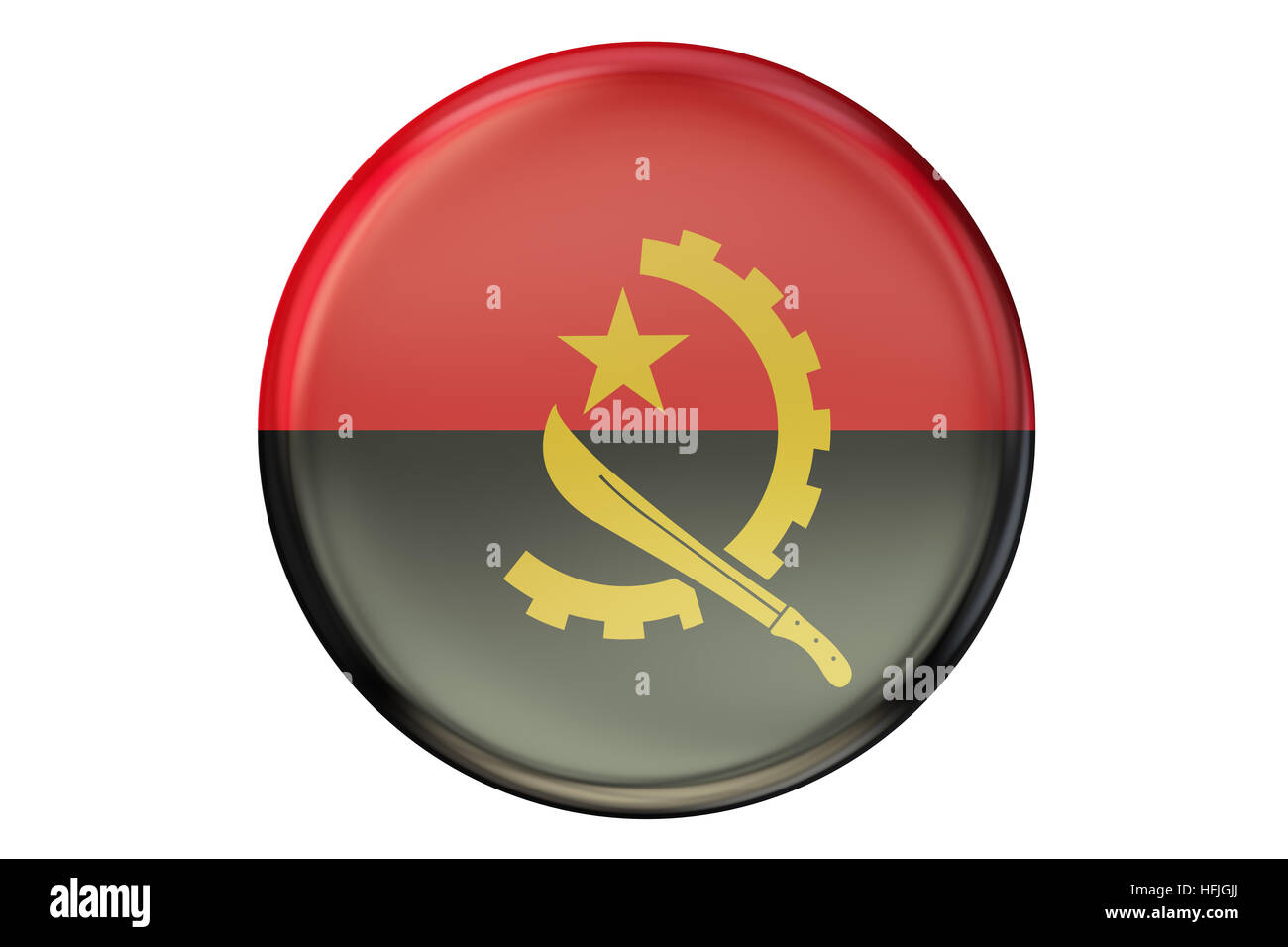 Badge with flag of Angola, 3D rendering isolated on white background ...