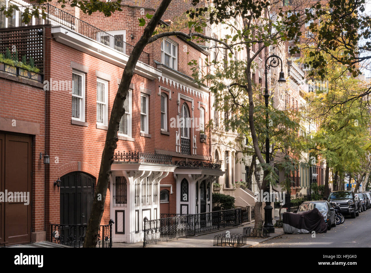 Residential Neighborhood, East 19th Street, NYC, USA Stock Photo