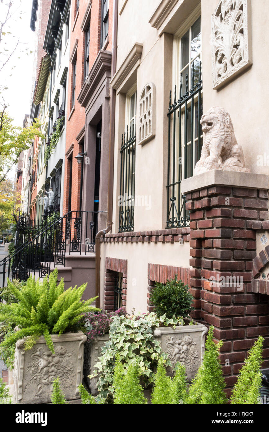 Residential Neighborhood, East 19th Street, NYC, USA Stock Photo