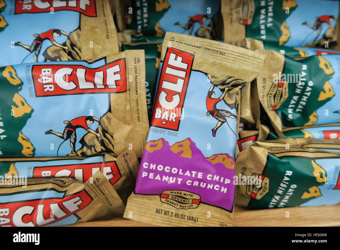 Clif Energy Bars in Grocery Store, NYC, USA Stock Photo