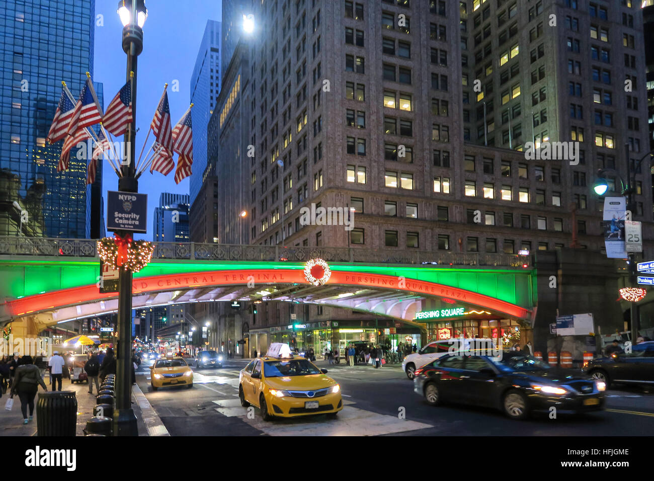 Pershing Square Holiday Lights in New York City, USA Stock Photo