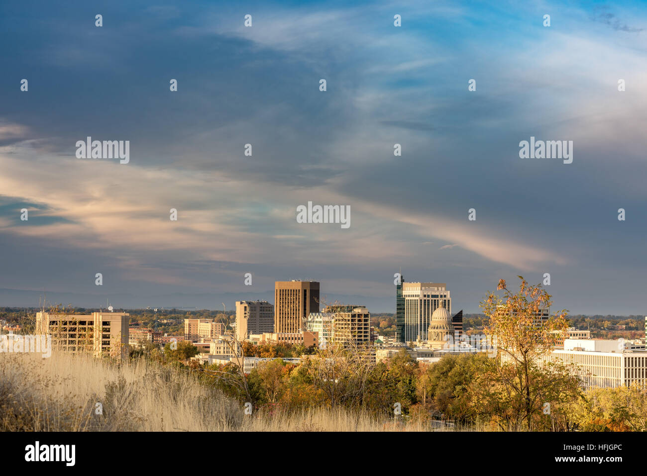 Foothills above Boise and skyline in the fall Stock Photo