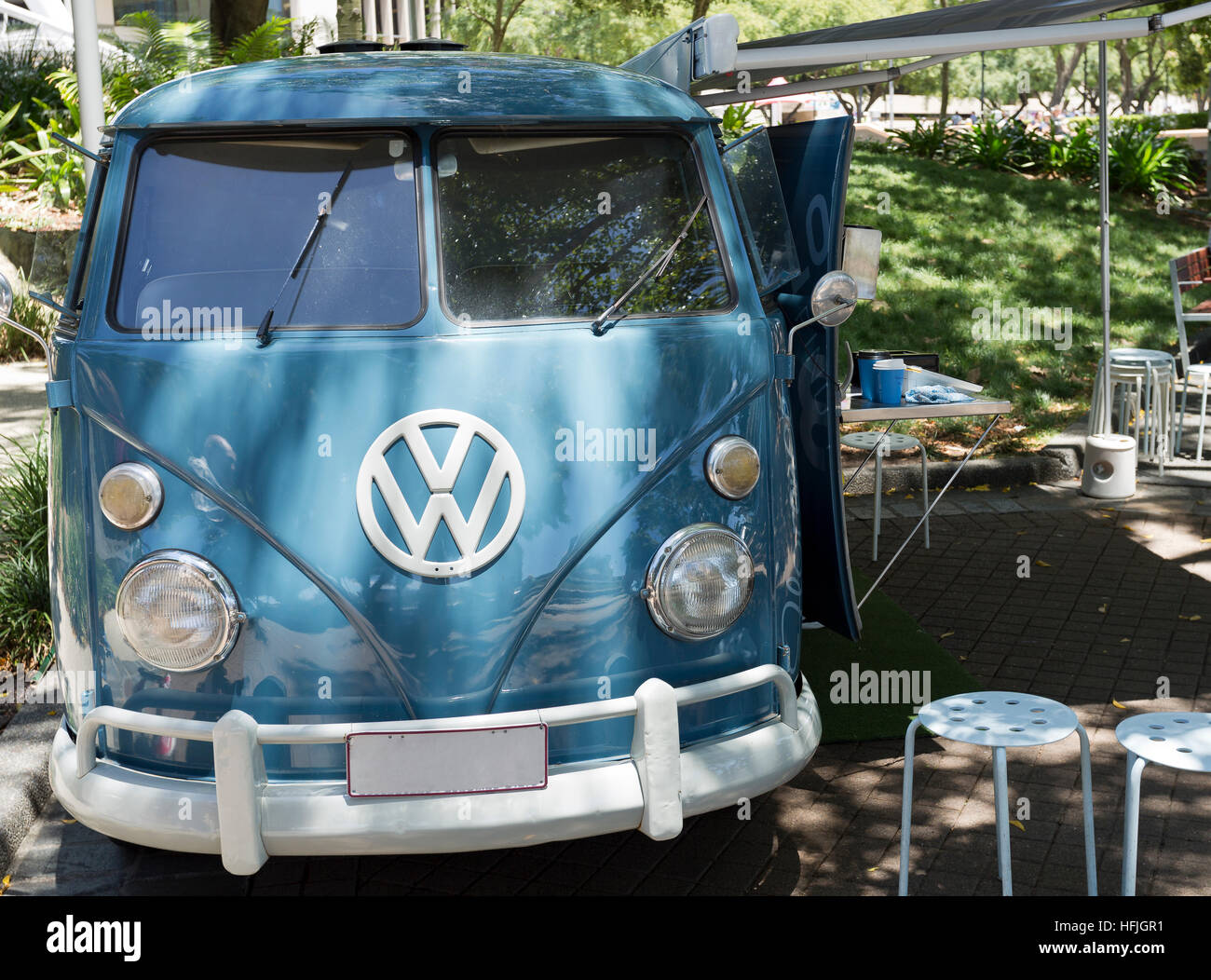 Well preserved and maintained 1966 VW Kombi retro vintage car in Brisbane, Australia Stock Photo