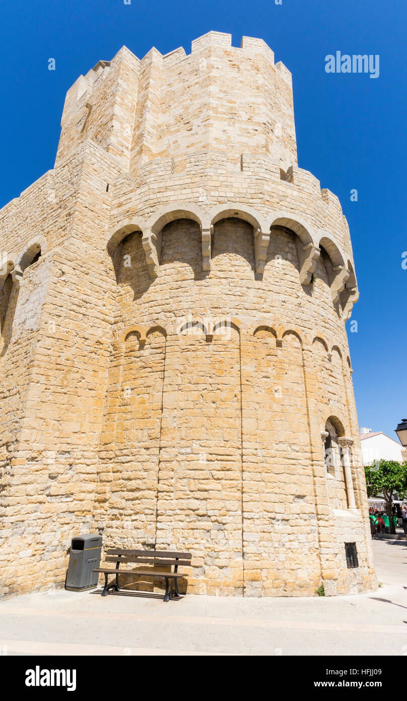 Detail of the fortified church of Saintes-Maries-de-la-Mer, Bouches-du-Rhône, France Stock Photo