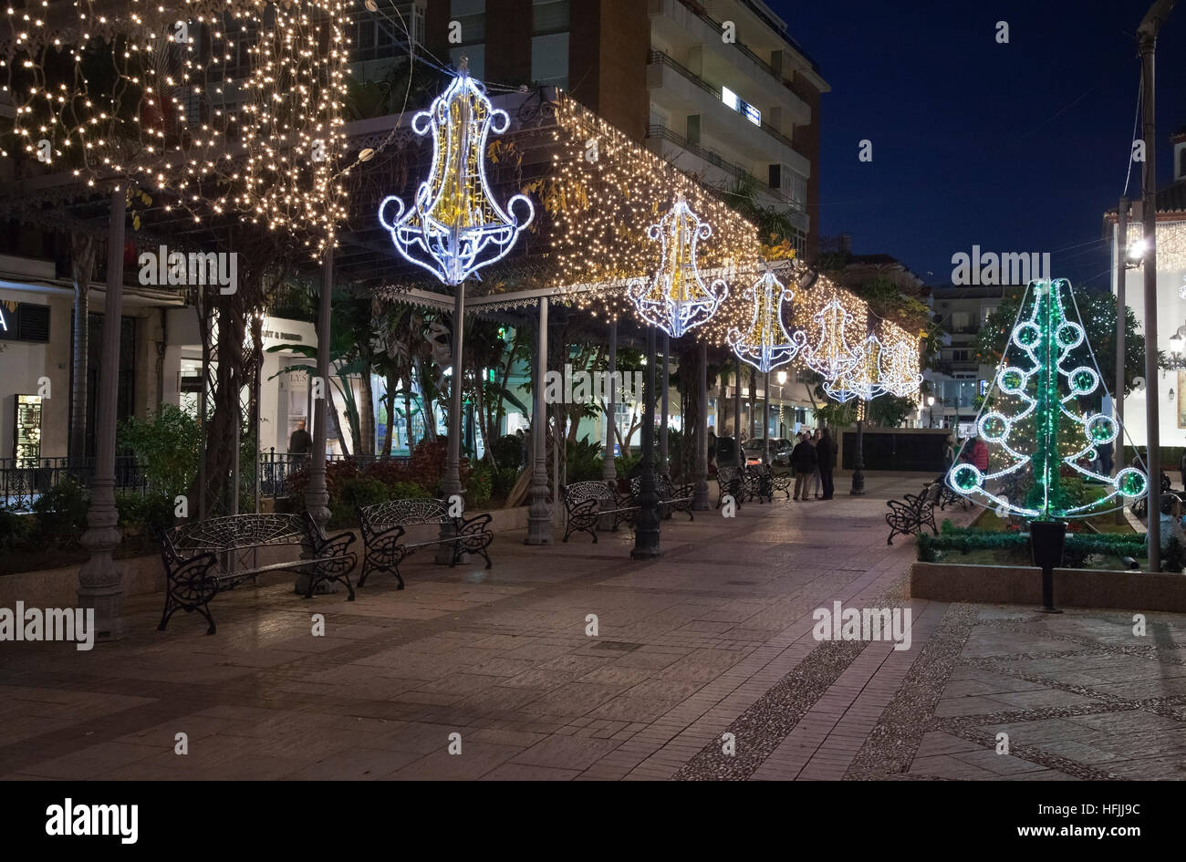 Christmas lights in Fuengirola town centre Stock Photo Alamy