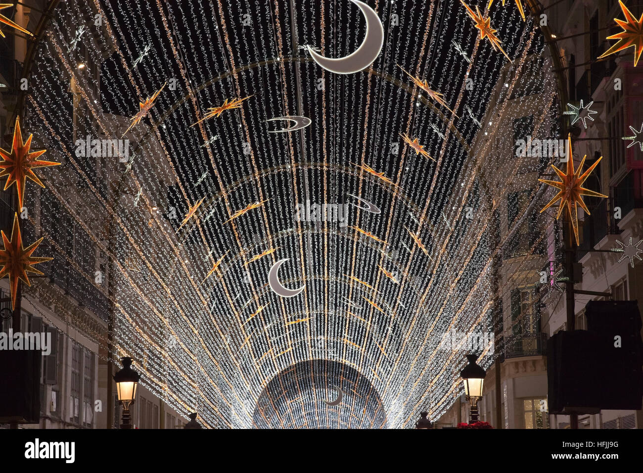 Christmas lights in Málaga in December 2016 Stock Photo Alamy