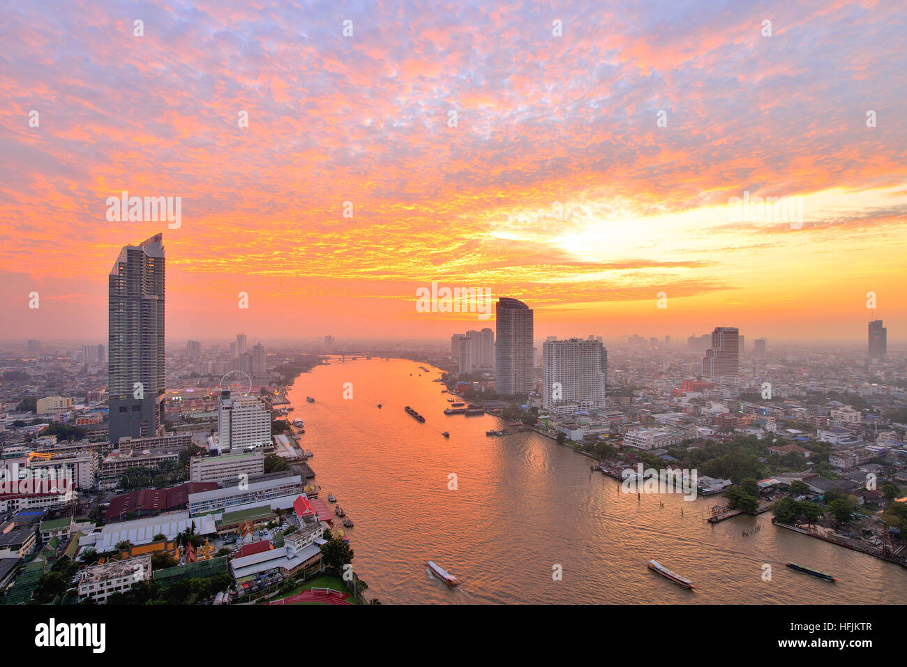 Thailand Landscape : Chao Phraya river at sunset Stock Photo