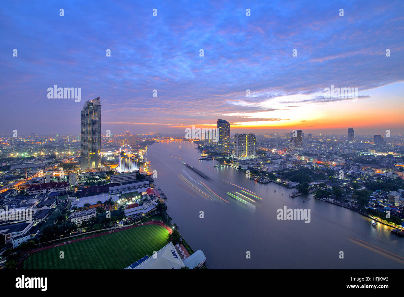 Thailand Landscape : Chao Phraya river at sunset Stock Photo - Alamy