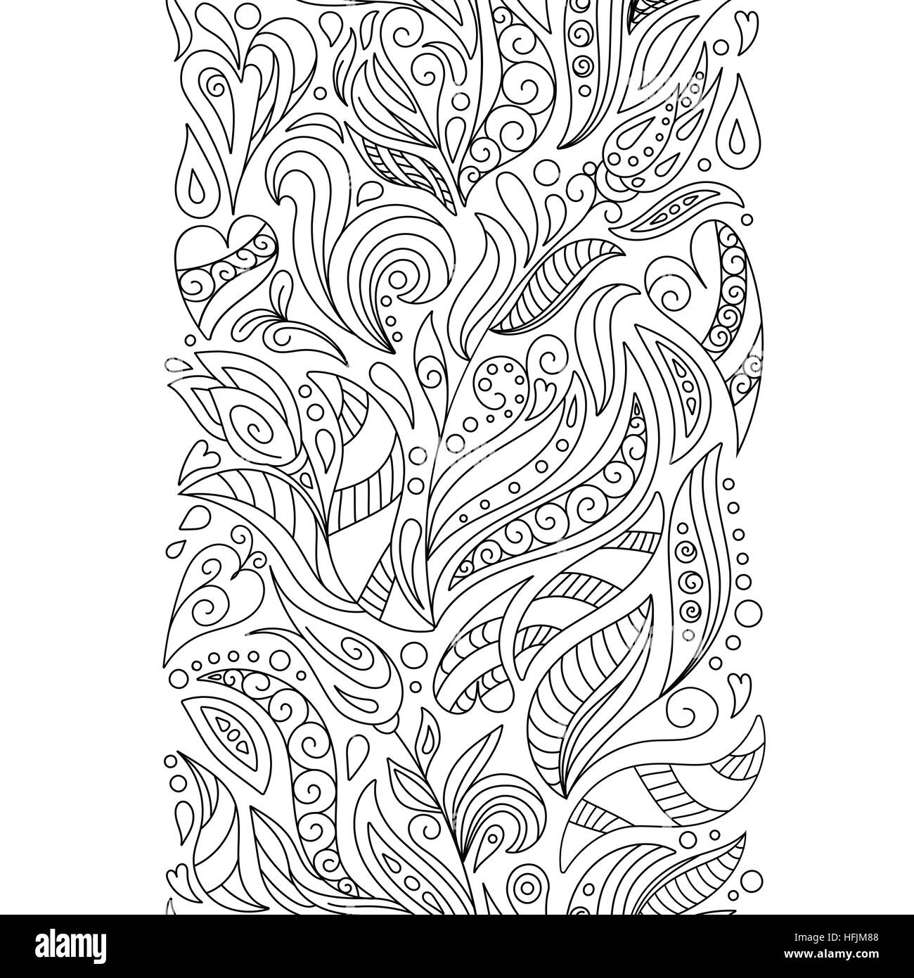 Seamless Borders Vector Set In Doodle Style Floral Ornate Decorative Tribal Christmas Design Elements Black And White Background Tree Gift
