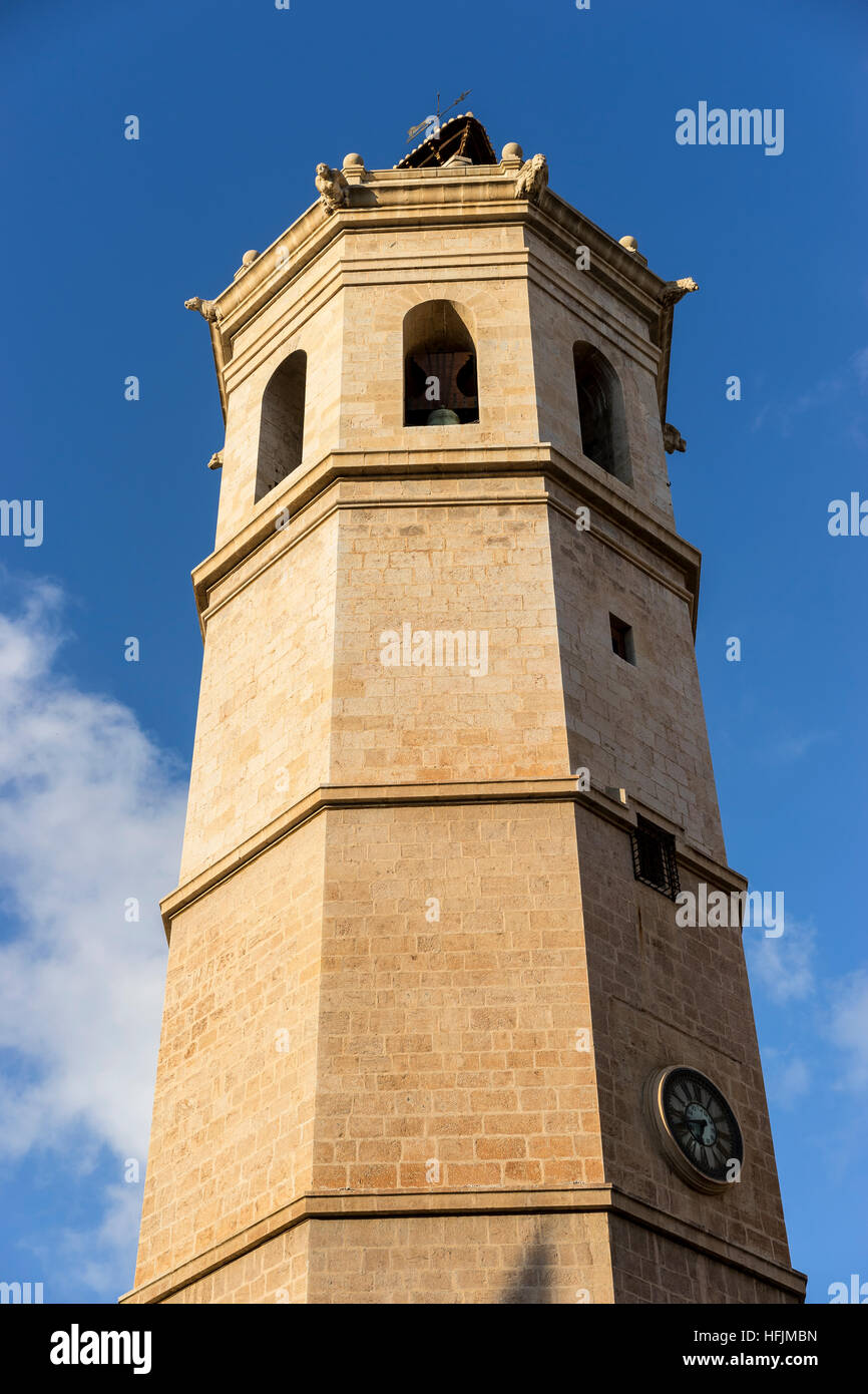 Tower, Traditional architecture of the center of the Spanish city of Castellon, Valencian Community Stock Photo