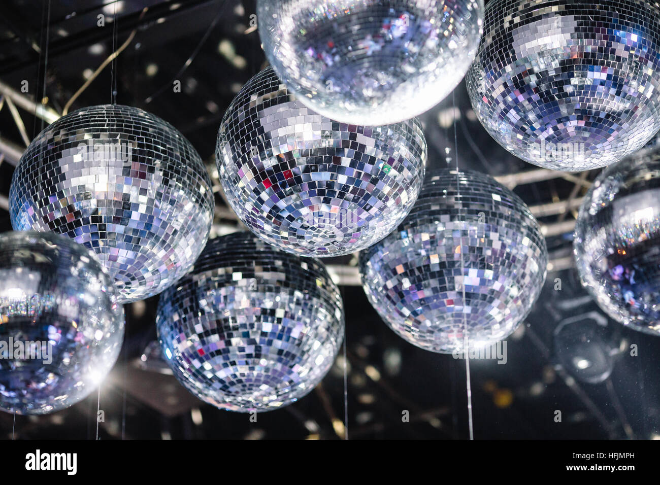 disco balls on the ceiling Stock Photo - Alamy