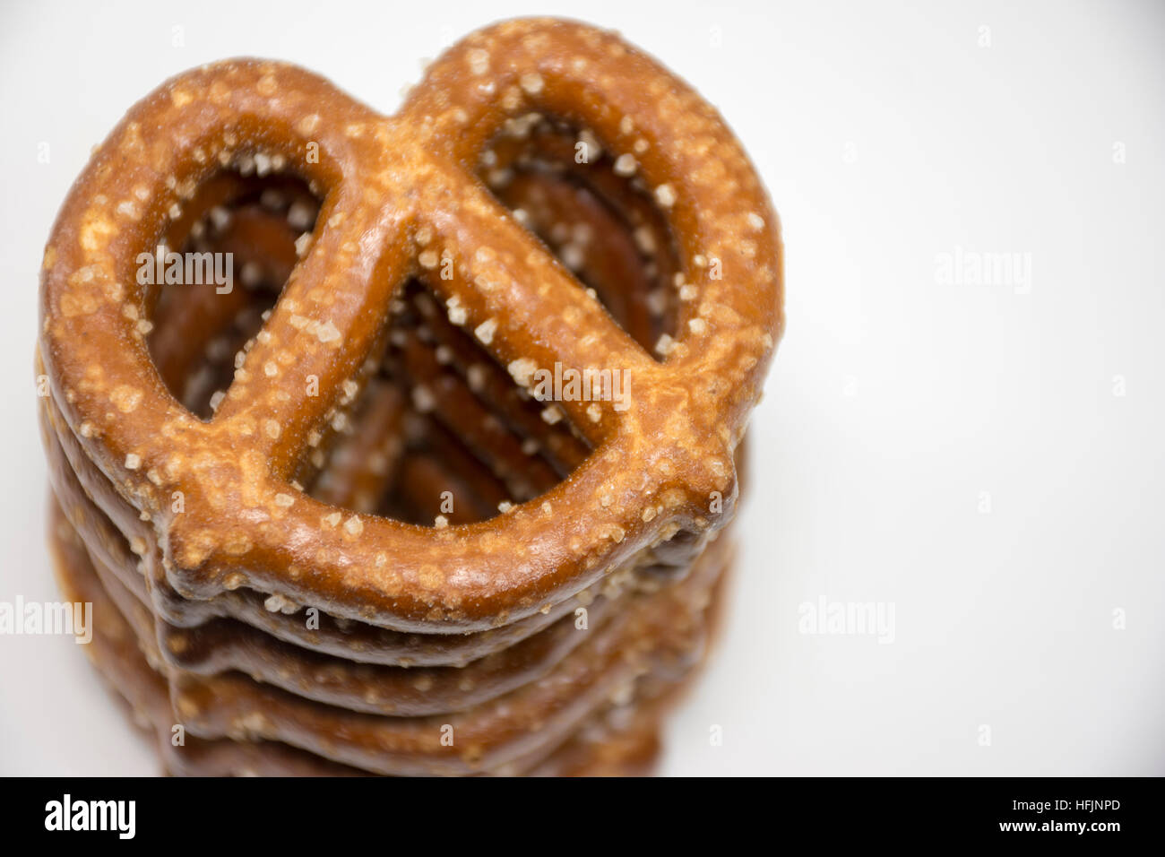 salted pretzels tower Stock Photo