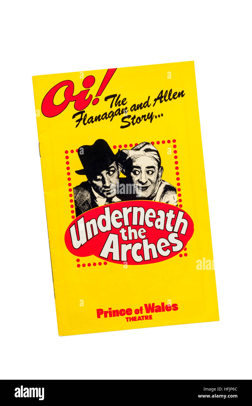 Programme for the 1982 production of Underneath the Arches, the Flanagan and Allen Story, at the Prince of Wales Theatre. Stock Photo