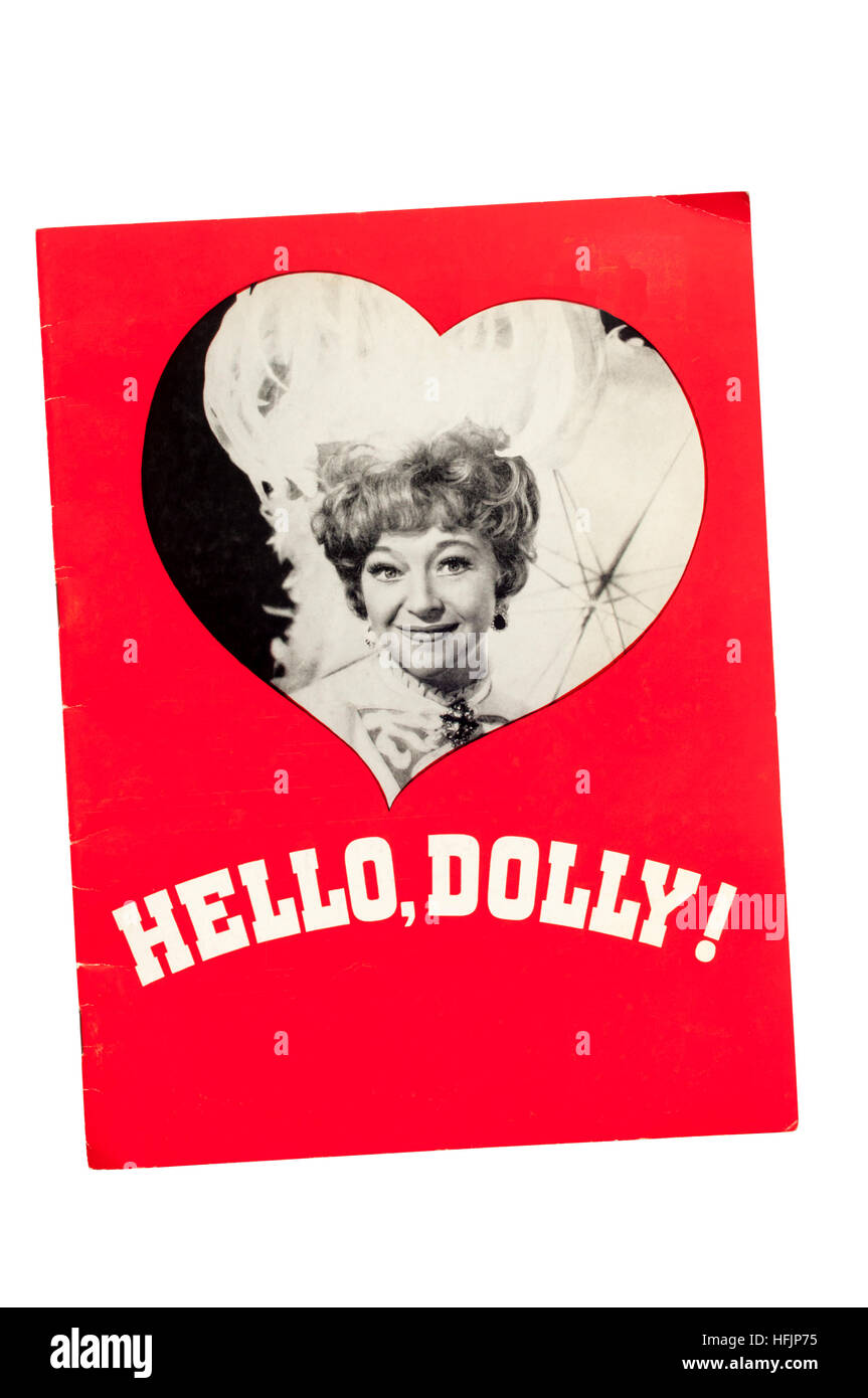 Programme for the 1965 production of Hello, Dolly! by Jerry Herman at the Theatre Royal, Drury Lane.  Starring Dora Bryan. Stock Photo