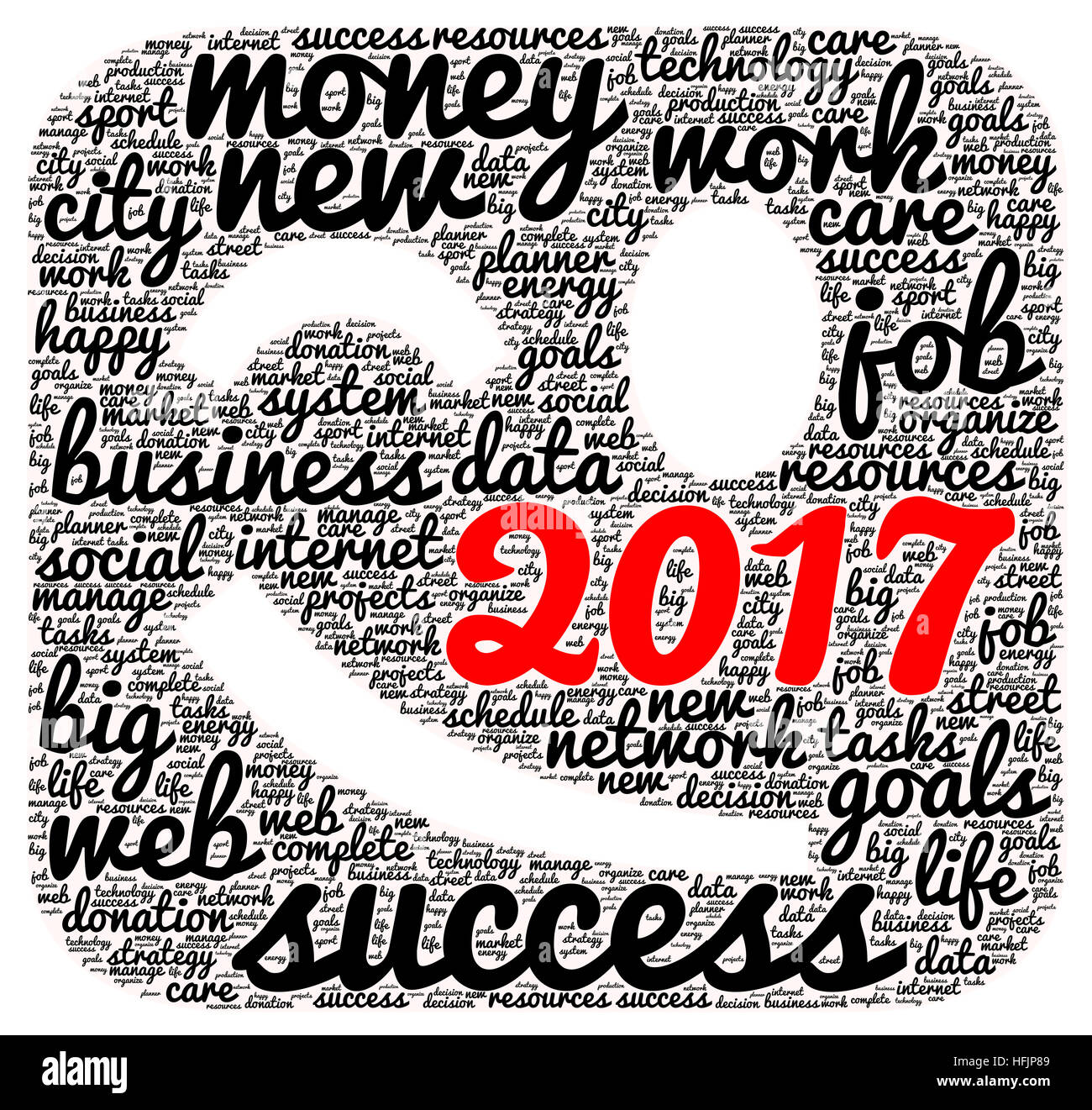 Business 2017 word cloud concept in emoticon shape Stock Photo