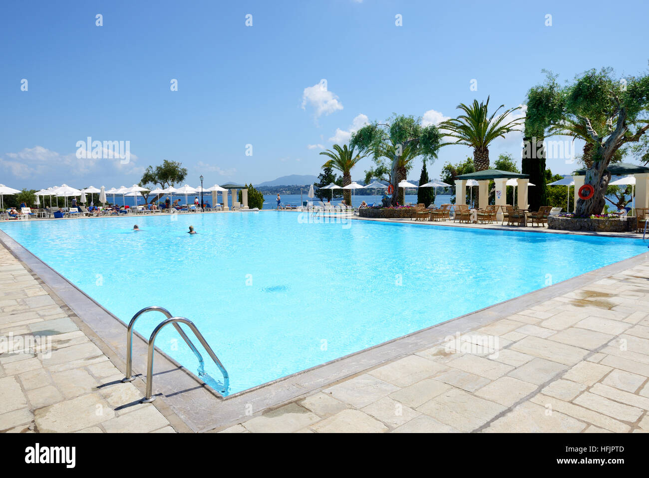 he tourists are on vacation in luxury hotel, Corfu, Greece Stock Photo