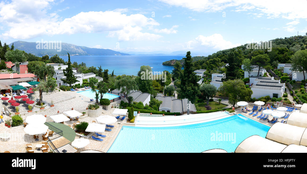 The tourists are on vacation in luxury hotel, Corfu, Greece Stock Photo