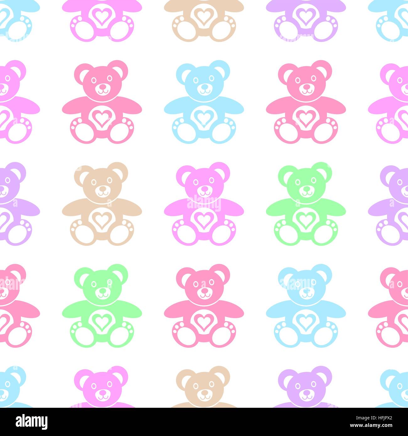 Seamless pattern made of cute colorful teddy bears Stock Vector Image ...