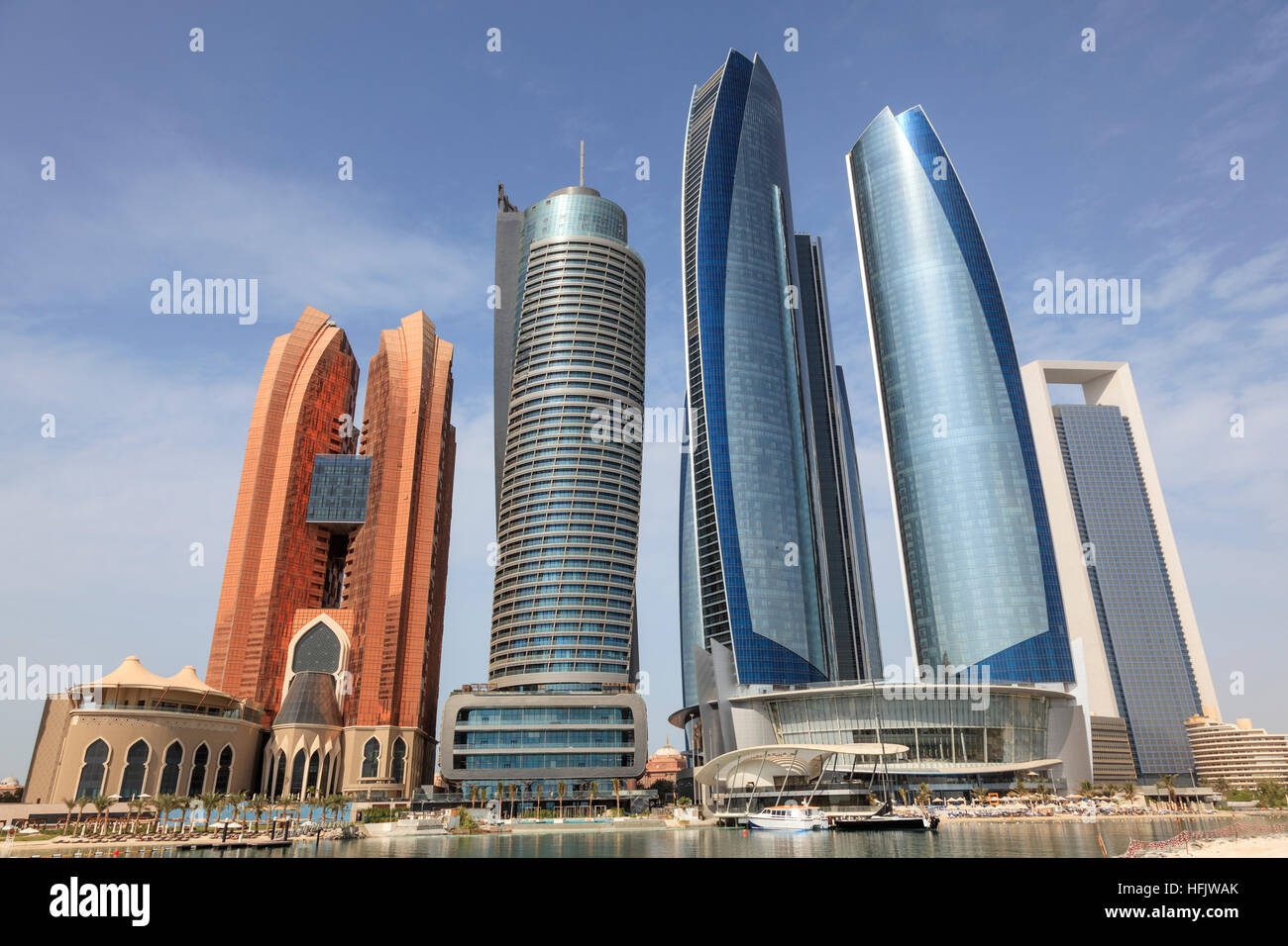 The Etihad Towers in Abu Dhabi Stock Photo