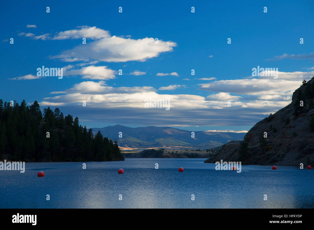 Hauser Lake from Hauser Dam, Helena National Forest, Montana Stock
