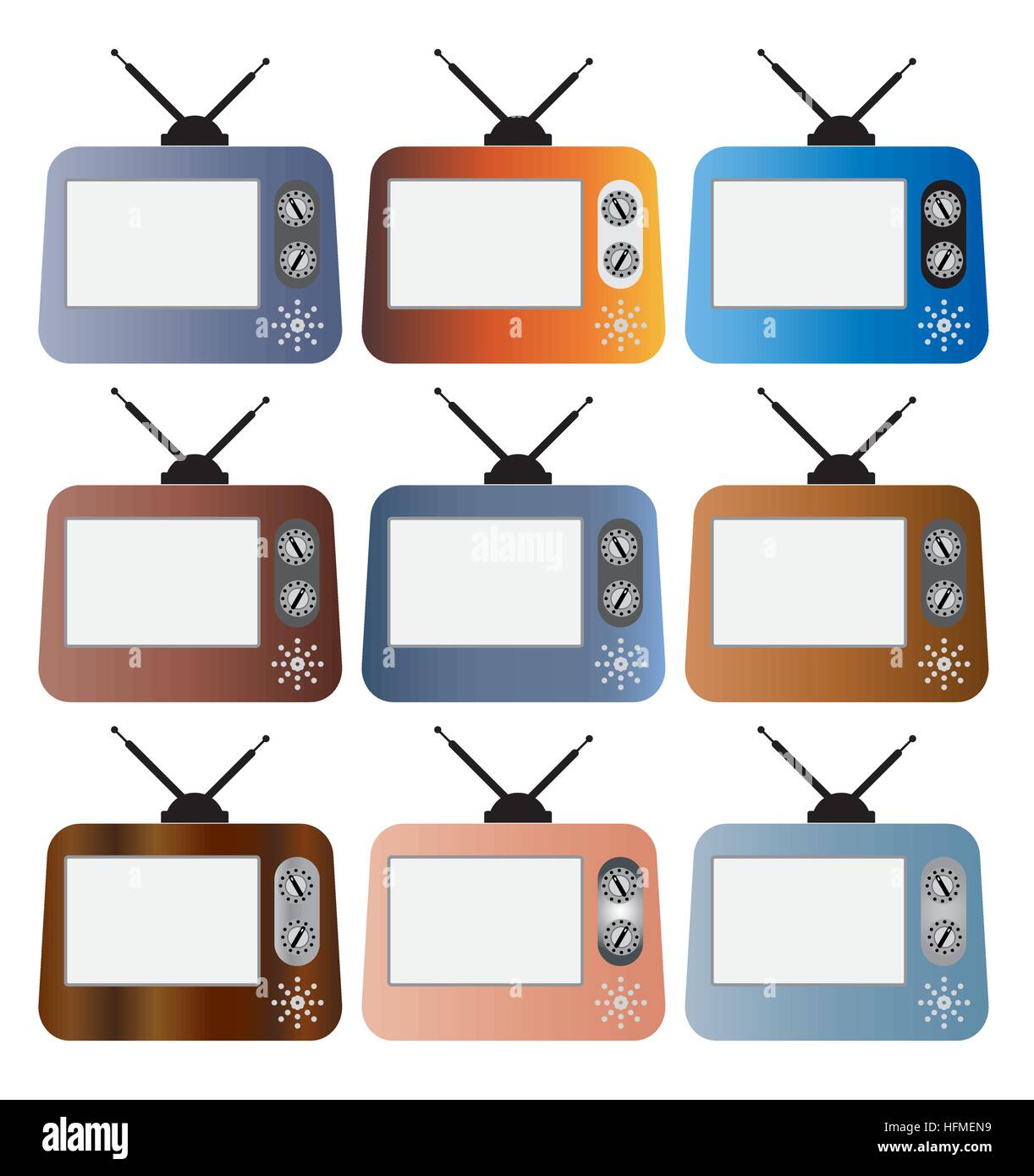 Set of Vintage television isolated on white background Vector ...
