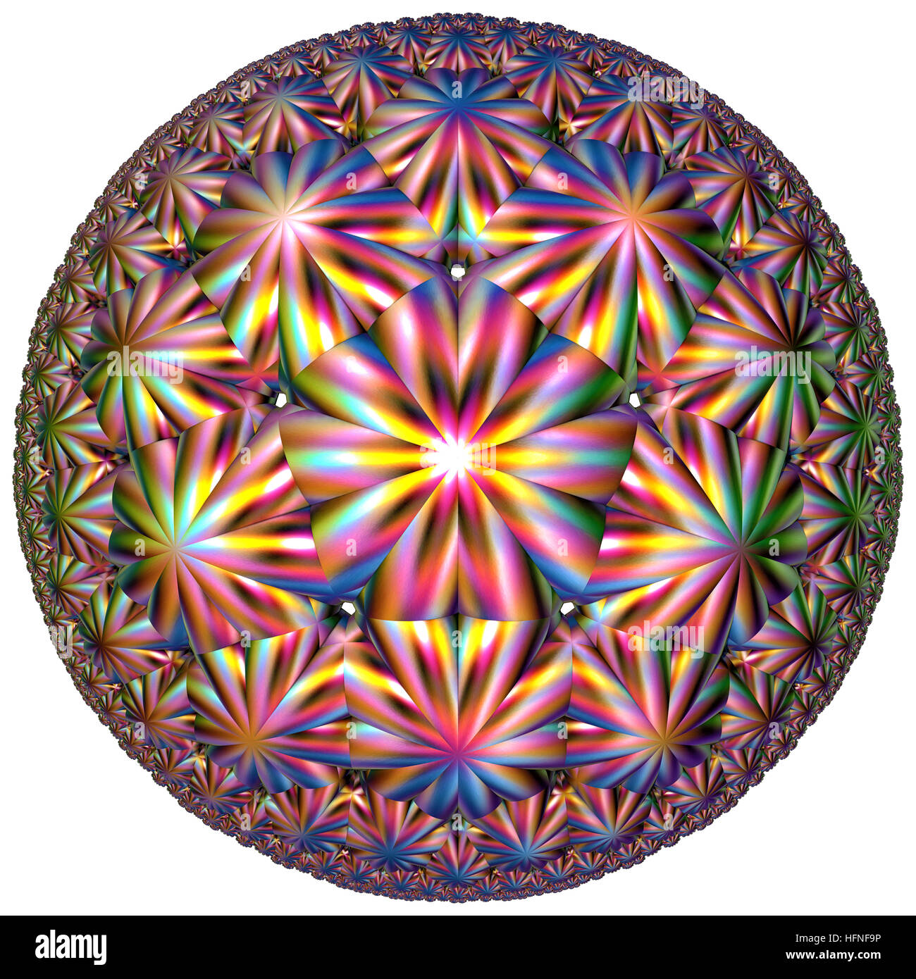 fractal circular colored hyperbolic tessellation shape Stock Photo