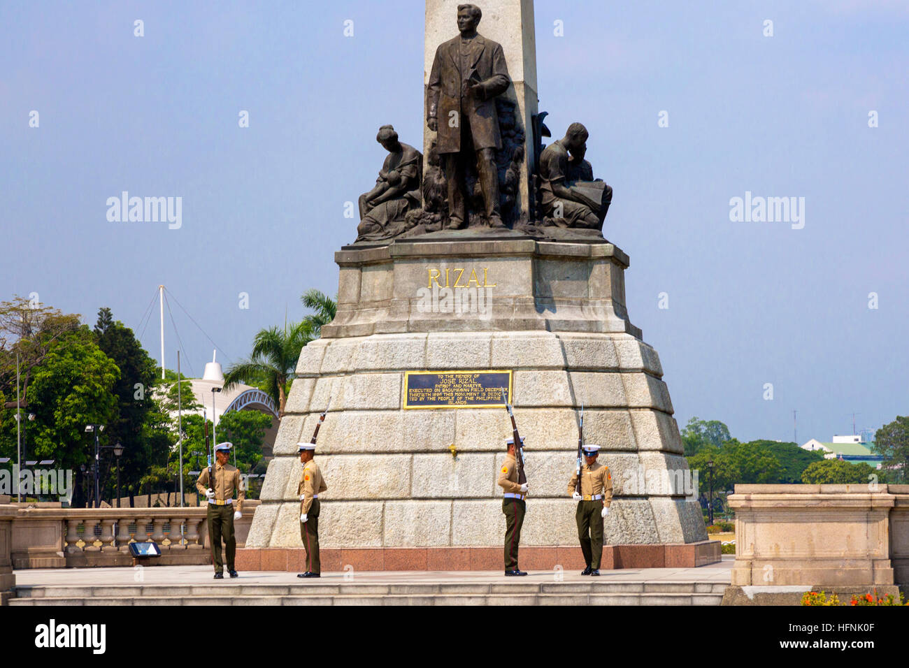 Marine guards at monument, Rizal,Park, Luneta, Manila, Philippines ...