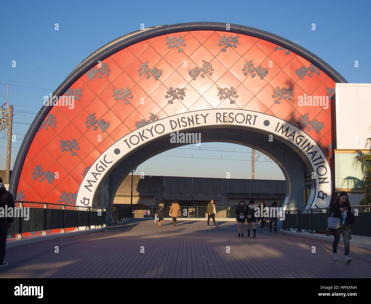 The entrance to the Tokyo Disneyland Theme Park Resort in Tokyo, Japan. Stock Photo