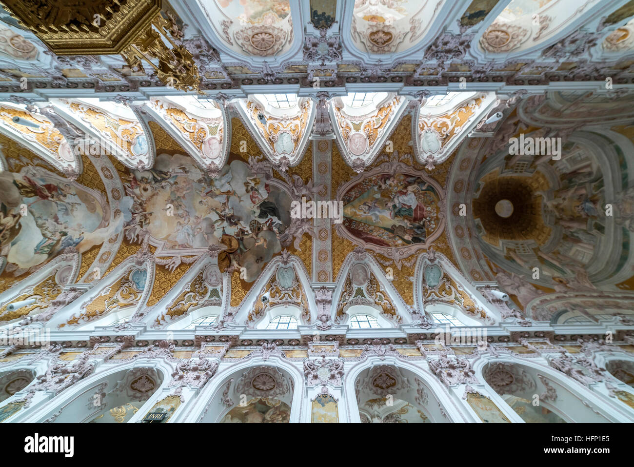 Frescoes at the Freising Cathedral or Saint Mary and Corbinian Cathedral in Freising, Bavaria, Germany Stock Photo