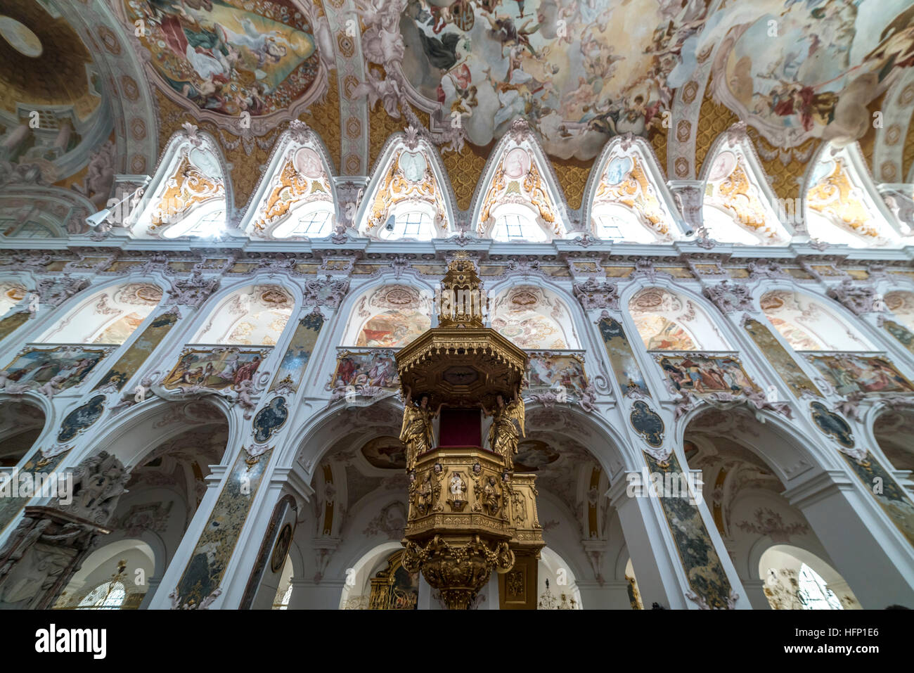 Frescoes at the Freising Cathedral or Saint Mary and Corbinian Cathedral in Freising, Bavaria, Germany Stock Photo